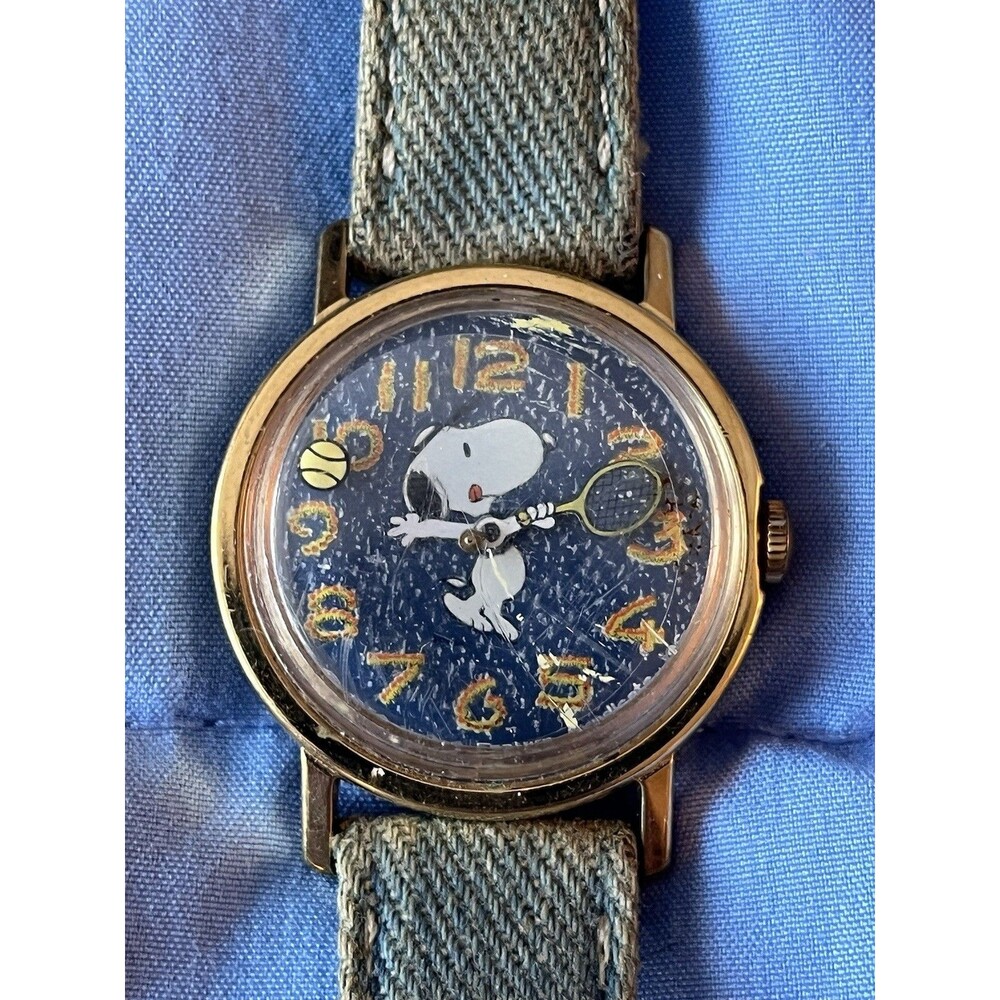 Vintage Timex Snoopy Tennis Wind-Up Watch Parts Or Repair